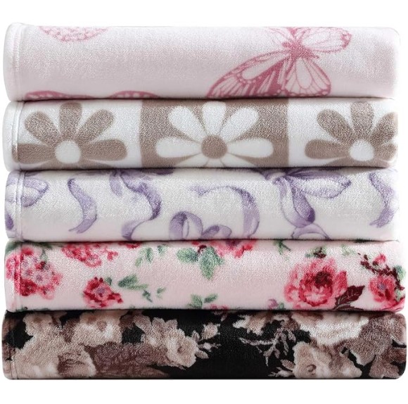 Throw Blanket, Ultra Soft & Cozy Plush Home Decor, All Season Bedding (Daisy Check White, Oversized Throw)