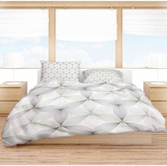 4 Piece Bedding Set California King, Sage Green Black Geometric Quilt Set with Pillow Sham & Sheet, Contemporary Abstract Art Breathable Microfiber Coverlet Bedding Set for All Season Use