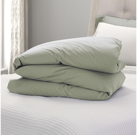 Signature Organic Percale Duvet Cover | 100% Organic Cotton | Premium Quality| Soft | Breathable | Button Closure | Queen| Moss