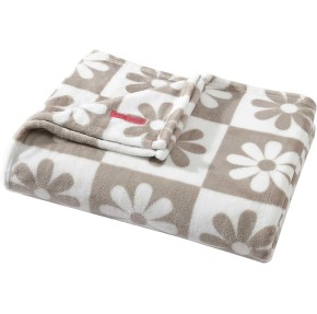 Full/Queen Blanket, Lightweight & Warm Plush Bedding, All Season Home Decor (Daisy Check Brown, Full/Queen)