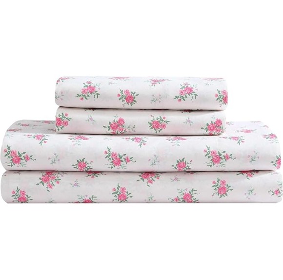 Full Comforter Set, Super Soft 8-Piece Bedding with Matching Sham & Sheets, Includes Bonus Pillowcase & Reversible Plush Throw, Chic Room Decor (Bow Stripe Pink, Full)