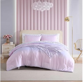Twin Comforter Set, Super Soft 6-Piece Bedding with Matching Sham & Sheets, Includes Bonus Pillowcase & Reversible Plush Throw, Chic Room Decor (Ombre Purple, Twin)