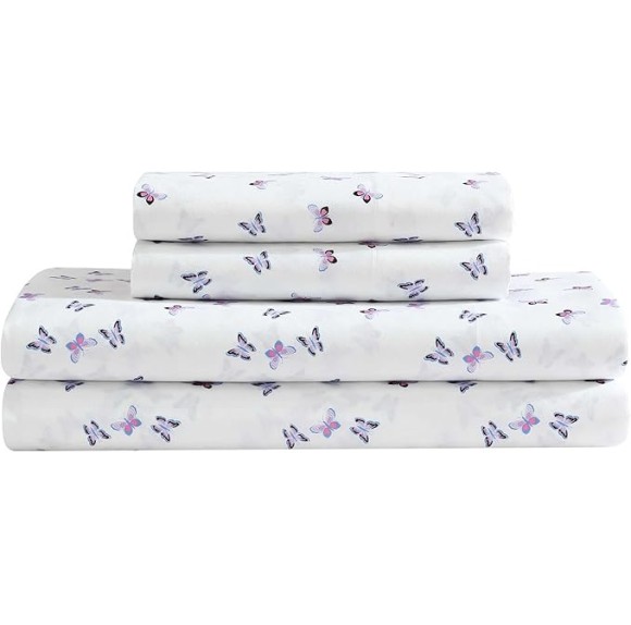 Twin Comforter Set, Super Soft 6-Piece Bedding with Matching Sham & Sheets, Includes Bonus Pillowcase & Reversible Plush Throw, Chic Room Decor (Ombre Purple, Twin)