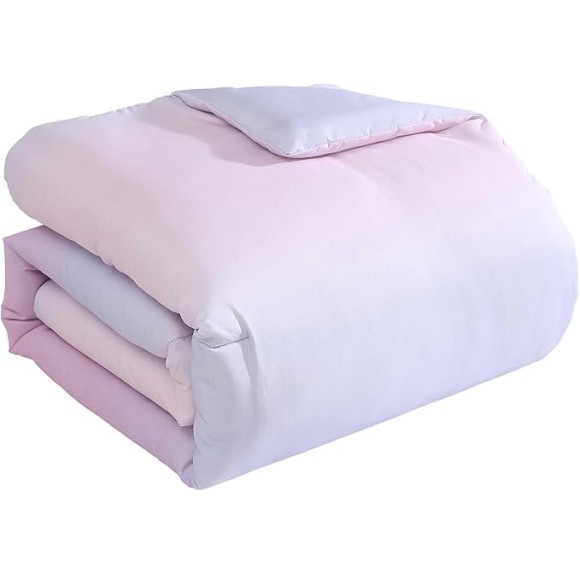 Twin Comforter Set, Super Soft 6-Piece Bedding with Matching Sham & Sheets, Includes Bonus Pillowcase & Reversible Plush Throw, Chic Room Decor (Ombre Purple, Twin)
