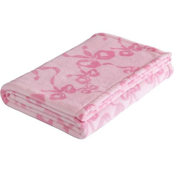 Twin Comforter Set, Super Soft 6-Piece Bedding with Matching Sham & Sheets, Includes Bonus Pillowcase & Reversible Plush Throw, Chic Room Decor (Bow Stripe Pink, Twin)