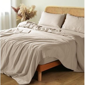 100% French Linen Sheets - Queen Size Bed Sheets, Breathable & Cooling Pure Linen Sheets,Soft Durable and Tear Resistant -16 Inch Deep Pocket - 4Pcs (Linen, Queen)