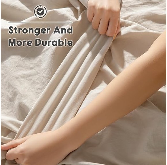 100% French Linen Sheets - Queen Size Bed Sheets, Breathable & Cooling Pure Linen Sheets,Soft Durable and Tear Resistant -16 Inch Deep Pocket - 4Pcs (Linen, Queen)