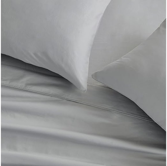 100% Cotton Sateen King Size Sheet Set - 4 Pc 15" Deep Pocket Grey Bed Sheets with Pillowcases - Smooth Sateen Weave, Luxurious 400 Thread Count Bedding Set (King, Fog Grey)