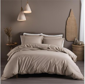 Epinch_ Duvet Cover Set 1200 TC, 100% Cotton Luxurious Soft Home & Hotel 3-Piece 1-Duvet Cover 2-Sham Zipper & Tie Closure Pack of 1 (Taupe, Super King Plus_120 X 120 Inch)