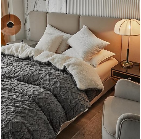 Blanket for Bed Winter Warm Dual-Sided Blanket Soft Imitated Lamb Fleece Velvet Duvet Cover Blanket Geometric Jacquard Multi-Purpose Blanket