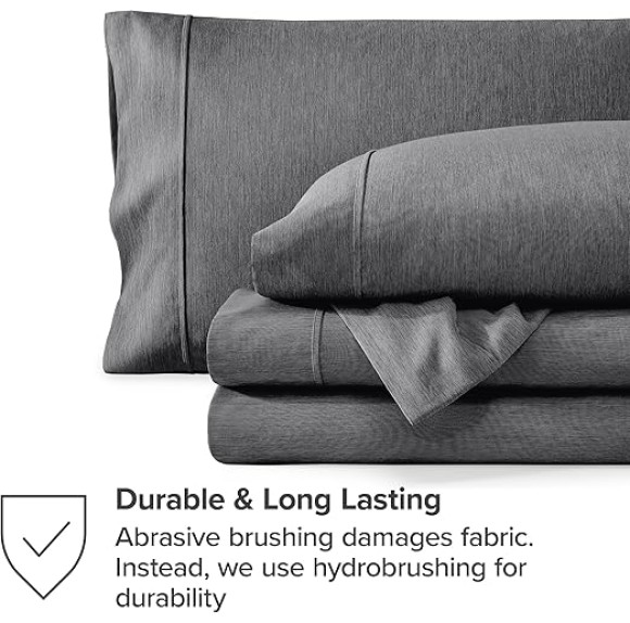 King Sheet Set - Luxury 1800 Ultra-Soft Microfiber King Bed Sheets - Double Brushed - Deep Pockets - Easy Fit - 4 Piece Set - Bedding Sheets & Pillowcases (King, Heathered Grey)