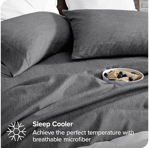King Sheet Set - Luxury 1800 Ultra-Soft Microfiber King Bed Sheets - Double Brushed - Deep Pockets - Easy Fit - 4 Piece Set - Bedding Sheets & Pillowcases (King, Heathered Grey)