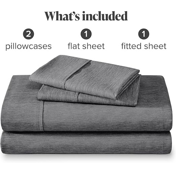 King Sheet Set - Luxury 1800 Ultra-Soft Microfiber King Bed Sheets - Double Brushed - Deep Pockets - Easy Fit - 4 Piece Set - Bedding Sheets & Pillowcases (King, Heathered Grey)