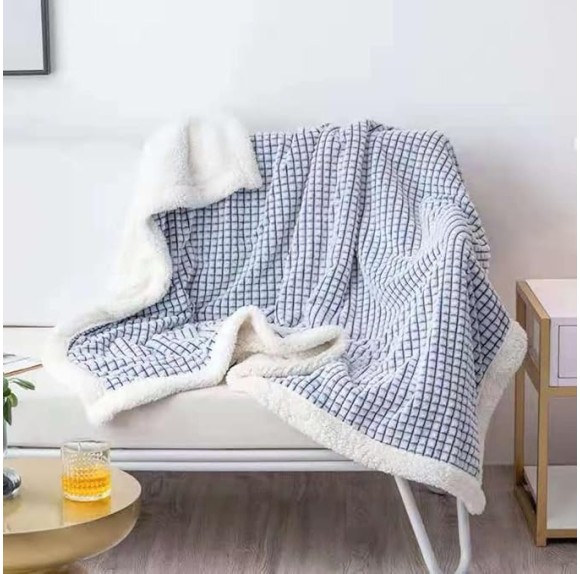 Sherpa Blanket, Double Cut Lambswool Fleece Blanket, Soft, Warm, Comfortable, Thick, Perfect for Sofa, Bed, Chair Double-Sided Cover Blanket