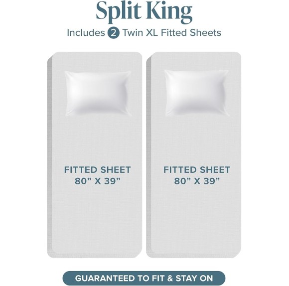 100% Organic Cotton T-Shirt Fabric Sheet Set, Ultra Soft, 100% Cotton Jersey - Sheet Set & Pillowcases - Deep Pocket Bed Sheets (Split King, Taupe)