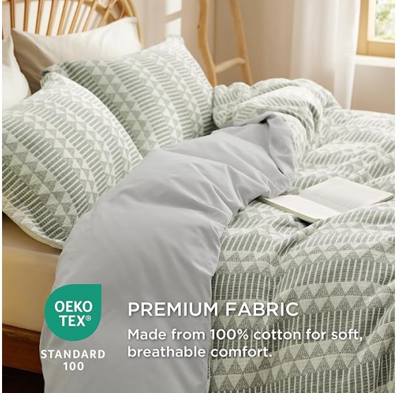 Cotton Duvet Cover King Size - Chenille Textured Duvet Cover Set, 100% Cotton Boho Duvet Cover, Boho Bedding for All Seasons (King, 104"x90")