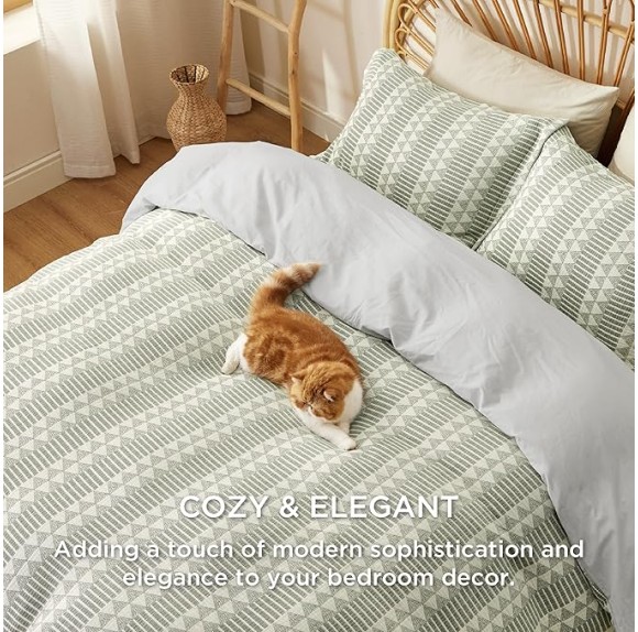 Cotton Duvet Cover King Size - Chenille Textured Duvet Cover Set, 100% Cotton Boho Duvet Cover, Boho Bedding for All Seasons (King, 104"x90")