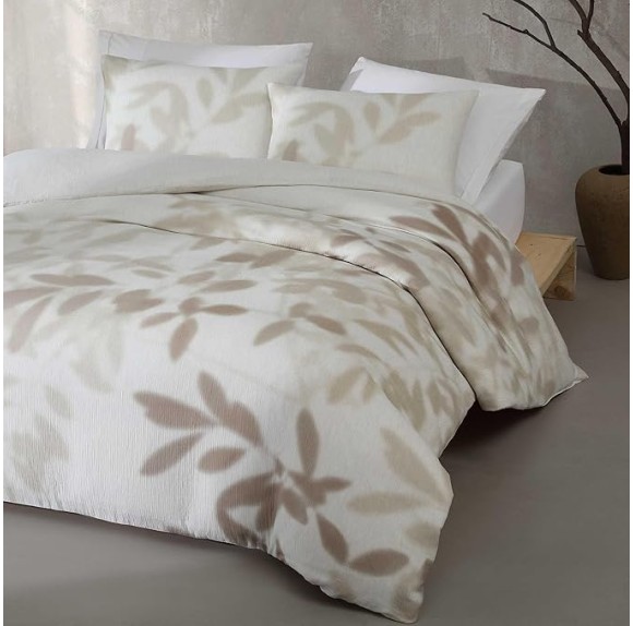 - King Duvet Cover Set, Soft Cotton Bedding with Matching Shams, Floral Bed Essentials, Oeko-Tex Certified (Shadow Branches Beige, King)